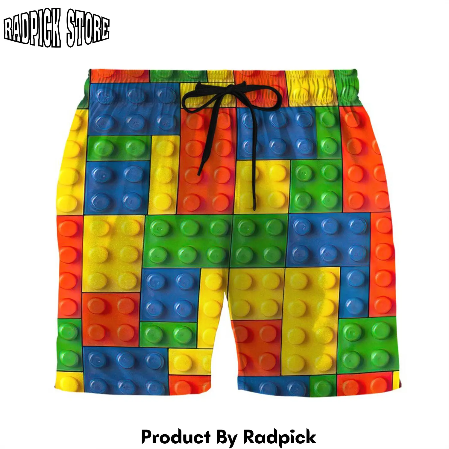 Radpick 3d lego fabric custom beach shorts swim trucks rp631394